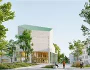 Projection 3D d'un bâtiment.