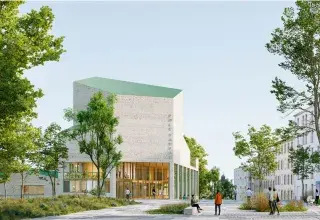 Projection 3D d'un bâtiment.